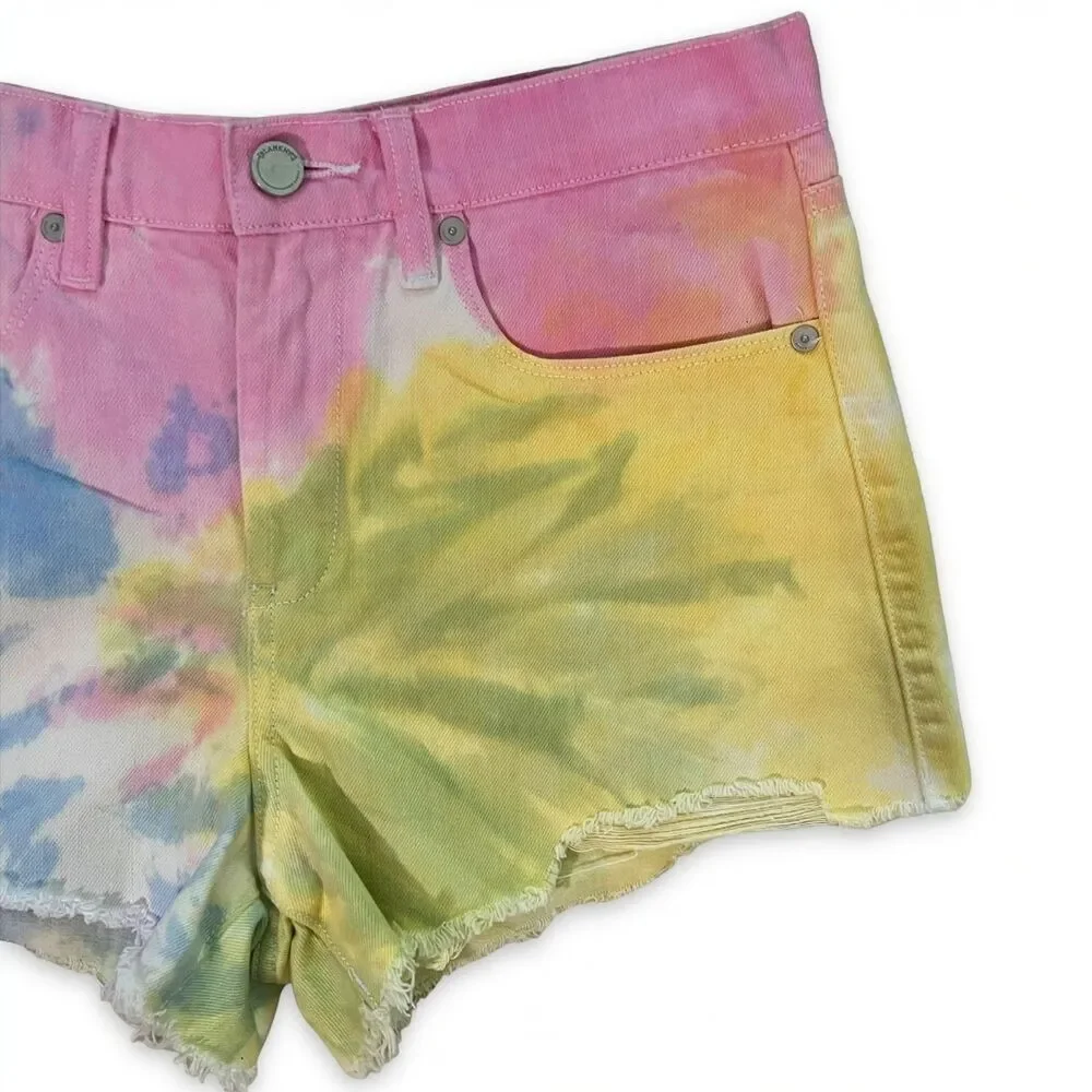 Blank NYC Vintage High Rise The Barrow Tie Dye Cut Off Denim Jean Shorts Size 28 - Picture 3 of 10